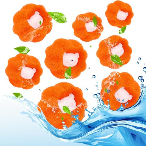 Tierhaarentferner Waschmaschine, 8er-Pack, Orange | Wiederverwendbare Fusselfangbälle, Fusselfilter, zum Auffangen von Tierhaaren, Hundehaaren, Katzenhaaren