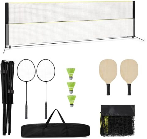 Aptliton Filet de Badminton 510 * 102 * 155cm, Hauteur Réglable 107-155cm, Kit Complet avec Raquettes de Pickleball et Badminton, Portable pour Jardin Arrière, Jeux Sportifs en Plein Air pour Famille