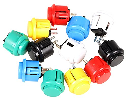 EG STARTS 12x 24mm OEM Arcade Push Buttons Switch Perfect Replace for Sanwa OBSF-24 OBSC-24 OBSN-24 Push Button DIY Fighting Stick PC Joystick Game Part (Each Color of 2 Pieces)