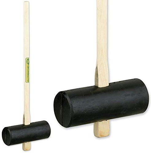 GroundMaster 10lb Rubber Maul - 41 Durable Hickory Shaft Paving Slab Tool