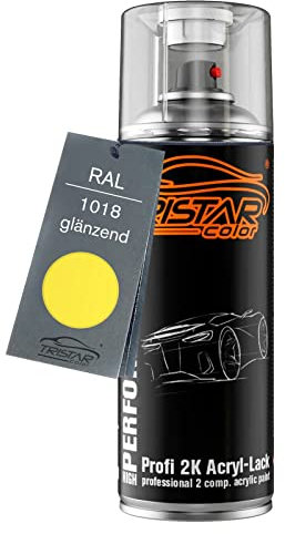 TRISTARcolor RAL 1018 Zinkgelb glänzend 2K Acryl Spraydose Sprühdose Spritzlack Sprühlack 400 ml schnelltrocknend