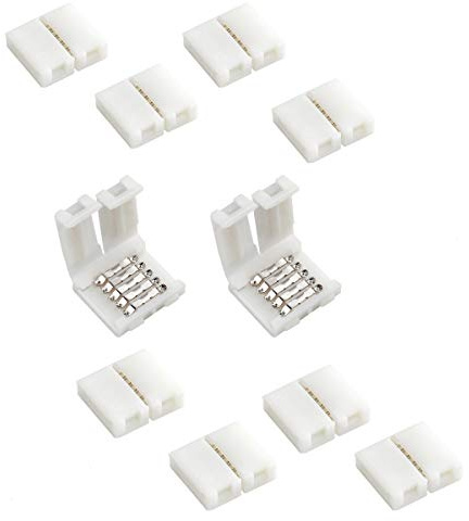 SUPERNIGHT RGBW Clips - 10 Unidades Conector de Tira LED de 5 Pines y 10 mm de Ancho - Sin Soldadura para SMD 5050 RGBWW Luces de Cinta LED