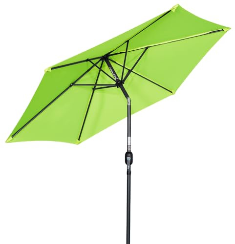 Angel Living Sonnenschirm Ø 300 cm Gartenschirm Marktschirm Terrassenschirm Taupe Rund Sonneschirm Sonnenschutz aus Aluminium und Polyester UV50+ Grün