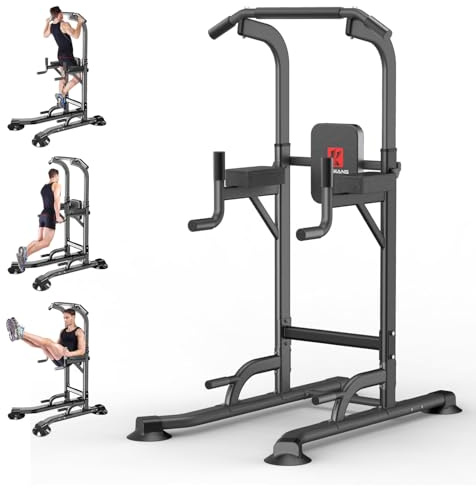 Power Tower Adjustable Height Pull Up Dip Station Multi-Function Home Strength Training Fitness Workout Station for Home Gym (K)