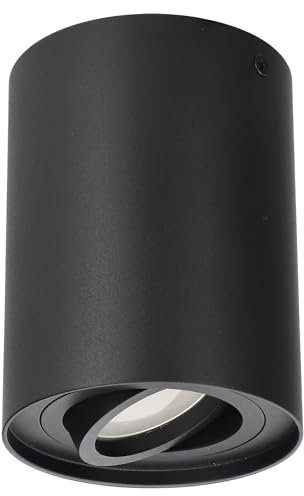 EDO Faretto da Soffitto a Superficie Rotondo Nero SKAND 1 Orientabile - Plafoniera Moderna in Alluminio con Attacco GU10 - Spot da Soffitto Ø95x125mm per Soggiorno, Cucina, Corridoio, Ufficio