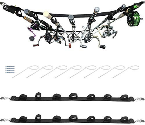 7 Stange Angelrutenhalter Träger für Fahrzeuge, 2er Pack Auto Angelrutenhalter Riemen mit Metallschnalle, einstellbar 29 bis 60 Zoll für LKW SUV, Waggons, Van