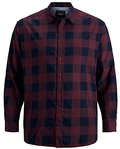 JACK & JONES rutig skjorta för män, smal passform, rutig skjorta, Port Royale, 5XL plus size