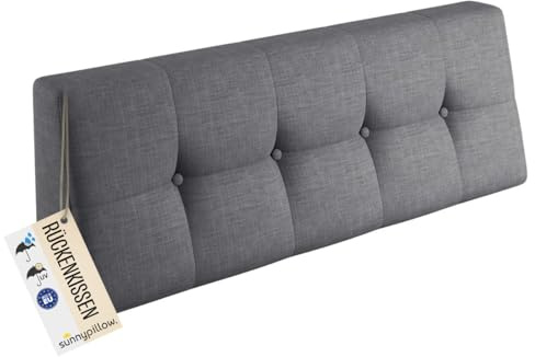 sunnypillow Palettenkissen Outdoor, UV-lichtecht, wasserdicht - Rückenkissen 120x40x20/10cm - Palettenauflage für Palettensofa für Haus und Garten - Palettenpolster für Palettenmöbel - Kissen Grau