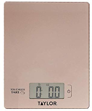 Taylor Digital Food Scales with Touchless Tare in Gift Box, High Accuracy, Plastic, Rose Gold, 16 x 20cm