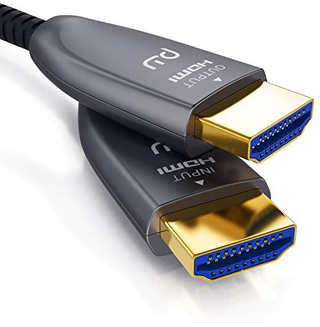 CSL - HDMI Kabel 2.0 b Glasfaser 5m - 4k 60Hz mit HDR - optisches HDMI LWL - 3D - ARC - CEC – HDCP 2.2 - YUV 4 x 4 x 4 - HDMI High Speed - Glasfaserkabel – Aluminiumstecker – Knickschutz
