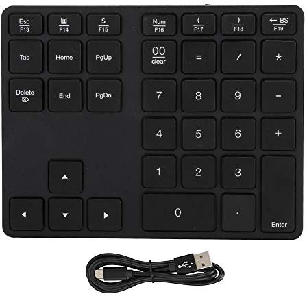 Agatige BT308 Wireless Number Pad for Laptop, Rechargeable Bluetooth 5.0 Keypad, Wireless Numeric Keypad Ultra Slim 35 Key Numeric Keyboard for Entering Data (Black)
