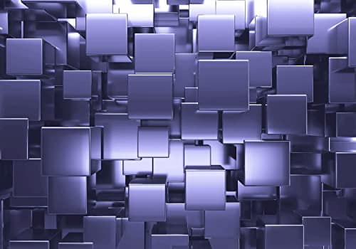 decomonkey Fototapete Abstrakt 350x256 cm Design Tapete XXL Fototapeten Vlies Tapeten Vliestapete Wandtapete moderne Wand Schlafzimmer Wohnzimmer 3d Effekt Optik Geometrisch Violett Lila