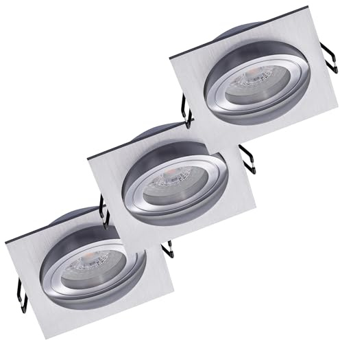 Oktaplex 3er Set LED Deckenspots Lyon eckig LED Modul schwenkbar 4.8W | 2700K Warmweiß, 230V, 380lm, Aluminium, Spotstrahler Lochmaß 80mm