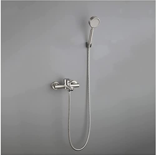 HWSY Ksunun Badewannenarmatur, Badewannenarmatur aus gebürstetem Edelstahl, Einhand-Badewannen-Duschmischbatterie mit Hochdruck-Handbrause, Wandmontage, Badewannen-Duscharmatur mit 59-Zoll-Schlauch,