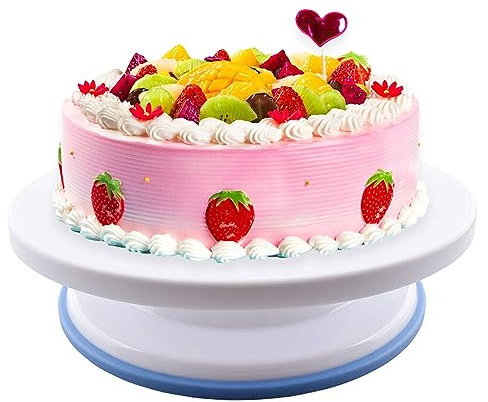 Piatto Girevole per Decorazione Torte, 28 x 7cm, Base Rotante a 360 Gradi per Cuocere Dolci, Fondente, Pasticcini