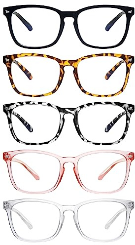 ZONLON 5 Pack Reading Glasses for Women Men Blue Light Blocking Spring Hinges Fashion Lightweight Computer Readers