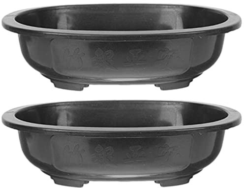 BESPORTBLE 2Pcs Oval Bonsai Training Pots with Drainage Holes - Reusable Plastic Plant Containers for Vertical Gardening and Home Decor
