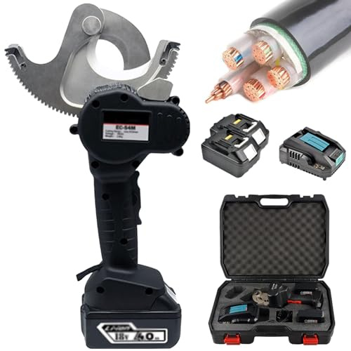 YMPFDGPW Herramienta para Cortar Cables eléctricos, Cortador de Cables con trinquete, Cortador de Cables de 50 mm/65 mm/75 mm con Mango Antideslizante y 2 velocidades, batería de 4,0 Ah,EC-75