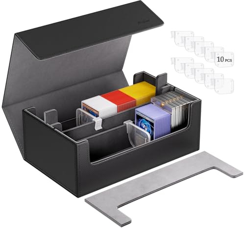 ProCase 2 Slot Sammelkarten-Aufbewahrungsbox, Magnetverschluss Deck Box für Magnetkartenhalter, MTG, TCG, Toploader, Yugioh, Sportkarten mit verstellbaren Fächern -Schwarzgrau