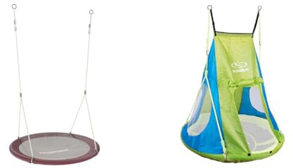 HUDORA Nestschaukel Lounge - Höhenverstellbare Nestschaukel mit 90/110cm Durchmesser & Zeltbezug Cosy Castle - Zeltüberzug für HUDORA Nestschaukel 90 & 110/120 in blau/Lemon
