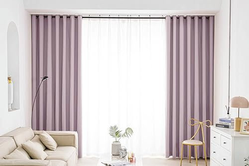 Mesnt Verdunkelnde Vorhänge Ösen, Violette Verdunkelungs-Thermo-Fenstervorhänge für Schlafzimmer und Wohnzimmer86 x 160 cm
