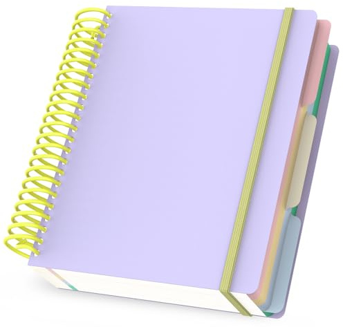 Yarotm Notizbuch A5 Liniert - Spiralbindung Notizblock 16.3x20.5cm - 90g/m² Liniert Notebook A5-120 Blatt Spiralblock Tagebuch - Lila Notizheft A5 Weicher Plastikeinband und Spirale