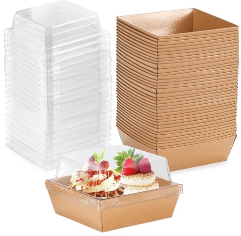 50 scatole per torte con coperchio trasparente, 12 cm, scatole per cupcake, sandwich, scatole per cupcake, cupcake, per ciambelle, dolci, panini, torte, biscotti, macaron, bachery, feste, spazio