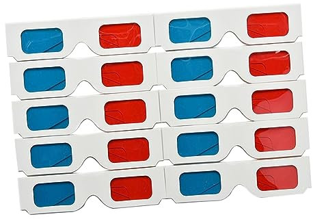 BELLIFFY Lunettes 3D en Papier Rouges Et Bleues pour Cinéma, Lot de 50 Pièces, Légères Et Réutilisables, Vision Stéréoscopique Immersive pour Films Et Jeux Vidéo, Grand Public, Usage Domestique