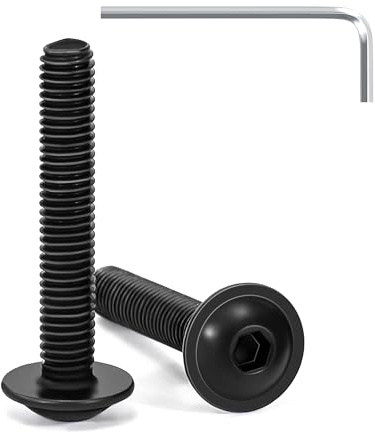 Tunejoy 20 Piezas Tornillos de Cabeza Alomada con Brida M5 x 30 mm Negro Tornillo de Cabeza Hexagonal de Acero Inoxidable A2 V2A Tornillos Máquina con llave Allen Rosca Completa