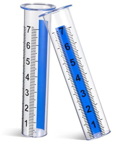 IWOWHERO Tubo de Ensayo de Plástico para Pluviómetro de Exteriores, Medidor de Lluvia Preciso y Fácil de Usar, Paquete de 2 Unidades para Jardín y Patio