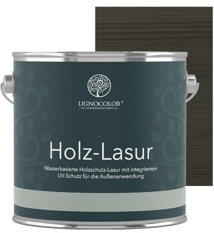 Lignocolor Holzlasur Basaltgrau 2,5L | Holzschutzlasur für Außen & Innen | Holz, Zäune und Gartenmöbel | UV- und Witterungsschutz