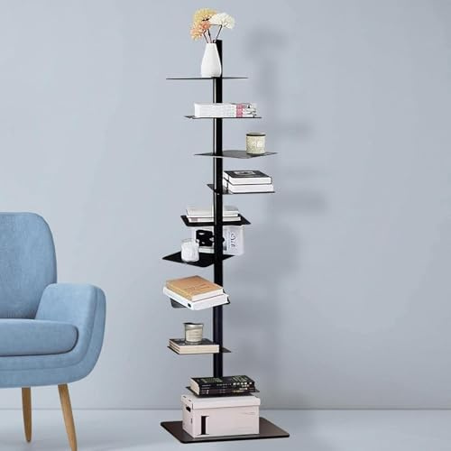 Generisch 9-stöckiges Metall-Bücherregal mit platzsparendem Design, Eckregal für kleine Räume, vielseitiges Ausstellungsregal für Homeoffice