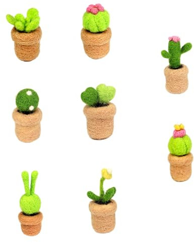 SHINEOFI 3 Set Cactus Colpisci Divertimento Macchina Accessori in Feltro Di Lana Kit Cravatta Impostore Aghi Semiminima Lana Infeltrita Kit Per Maglieria Di Animali 8 Pezzi*3