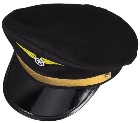 GAROZATION Pilotenhut Für Erwachsene Kostümhut Für Halloween Und Cosplay Verstellbarer Maskenhut Mit Fluggesellschaftsmotiv Für Party