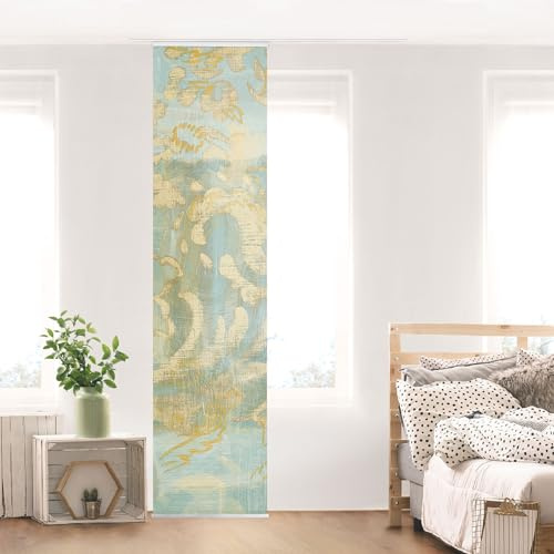micasia Schiebegardine halbtransparent 60er Paneel Klett Muster Textil lichtdurchlässig - Ornamente Vintage Flächenvorhang Gold Wohnzimmer Schlafzimmer 2400 (60x250 cm - 1 St.)