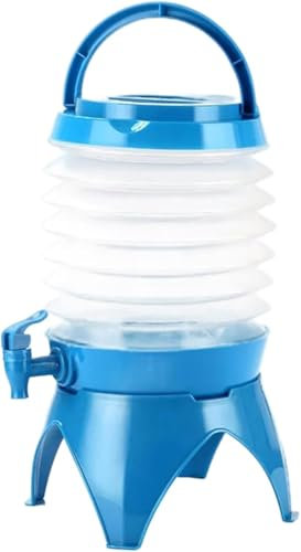 Distributore di acqua pieghevole portatile con supporto, 3,3L - Caraffa per acqua pieghevole con rubinetto contenitore per acqua da campeggio, contenitori per liquidi con maniglia per zaino (blu)
