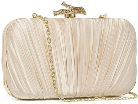Luckyan Clutch Bag for Women Pleated Handbag with Detachable Chain Strap 3 Way Crossbody Evening Purse for Wedding, Party, Banquet, Gift