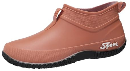 Bottes en caoutchouc pour femme - Tige large - Bottes de pluie plates - Antidérapantes - En caoutchouc - Chaussures de pluie - Légères - Pour le jardin, la pêche, le trekking et l'extérieur, marron