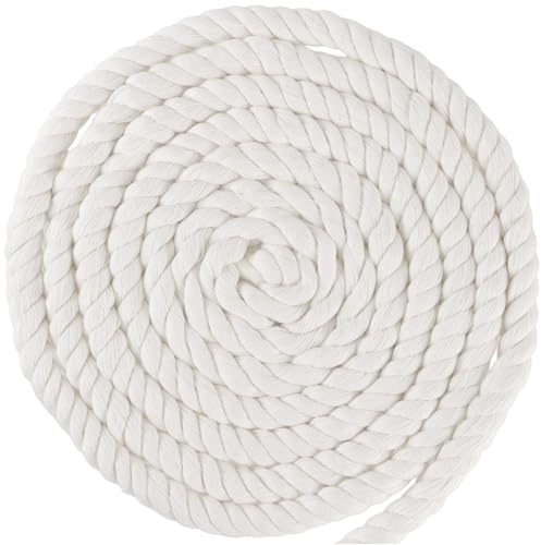 TAICHEUT 20 mm dickes Baumwollseil, 10 m, Naturweiß, 4 Stränge, gedreht, für Wandbehang, Pflanzenaufhänger, Knoten, Gartenarbeit, Heimwerken