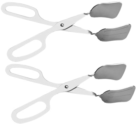 GLEAVI Lot de 2 Pinces de Buffet Inox 25 Cm Finition Miroir Poignée Ciseaux Ergonomique Cuisine et Service Aliments, Ustensiles pour Salade, Pain, Gâteau, Steaks, Usage Domestique et Professionnel