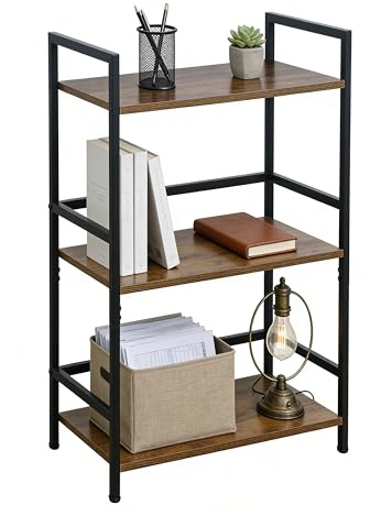 ZOESTORAGE Regal, Klein Bücherregal,3-stufiger Ablagegestell, Bücherregal, Displaygestell für Wohnzimmer, Schlafenzimmer, Büro, Badezimmer, Küche,42 x 28 x 70 cm, Rustikales Braun