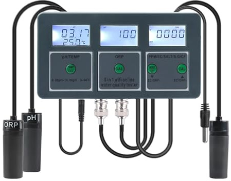 CCZRD Tuya WiFi 8 in 1 Tester di qualità Del'acqua SG/PH/EC/ORP/TDS/CF/Sale/Temp Analizzatore di Misurazione Rilevatore di qualità Del'acqua Fai da Te Monitor Del'acqua