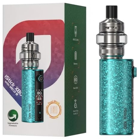 For Eleaf iStick X80 Kit 80 W Box Mod Batteria 3200 mAh (Azzurro) 5 ml Serbatoio MELO X Resistenza EC-D 0,3 Ω/0,5 Ω | Modalità POWER/RTA | Cursore di blocco | Schermo TFT da 1,05'' - No Nicotine