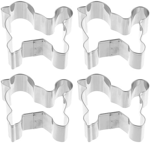 Genérico Molde para Galletas de Perro de Acero Inoxidable 4 Piezas, Cortador Antiadherente Plateado, Herramienta para Hornear y Cortar Galletas, Adecuado para Repostería en Casa