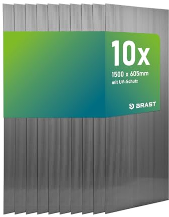 BRAST Doppelstegplatten Hohlkammerplatten 6mm | viele Varianten | Polycarbonat | 121x60.5cm - 150x60.5cm | UV-beständig bruchstabil & zuschneidbar | 150x60.5cm - 10er Set anthrazit