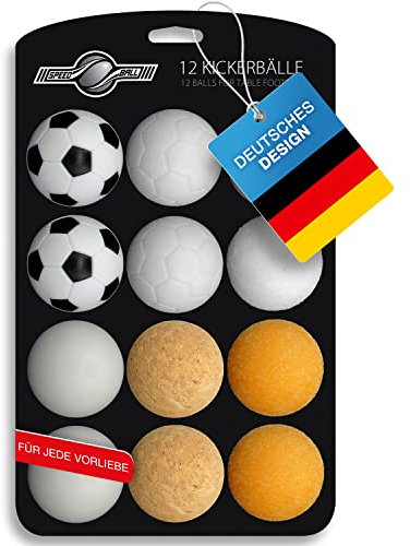GOODS+GADGETS 12x Stück Speedball Profi Kickerbälle für Tischfussball Tischkicker Kicker-Ball Set Auswahl Verschiedene Sorten (Kork, PE, PU, ABS) 35mm (12er Set)