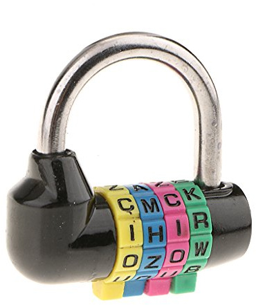 MagiDeal Serrure Cadenas à Combinaison à 4 Lettres pour Le Casier de Gymnase d'Ecole, Casier de Sports, la Barrière, la Boîte à Outils, l'affaire, Le Stockage de Moraillon - 56mm, Noir