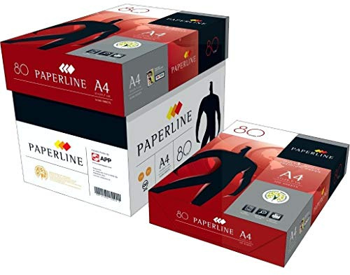 Paperline Premium Druckerpapier, DIN A4 80 g/m, 5x500 Blatt, Hochwertiges Multifunktionspapier in Hochweiß, 100% Chlorfrei
