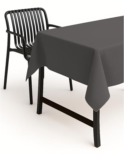 texpot Tischdecke 130 x 160 cm Dunkelgrau Leinenoptik Lotuseffekt Fleckschutz Bügelfrei Tischtuch