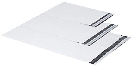 E3-PACK Weiße LDPE Versandtüten Versandbeutel Versandtaschen 35x45cm 60my, 100 Stück, Selbstklebend, Weiß, 250x350mm, 350x450mm, 400x600mm, Premiumqualität, Textilien, Schuhe
